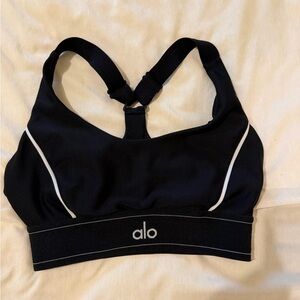 ALO Yoga Black Sports Bra with White Trim